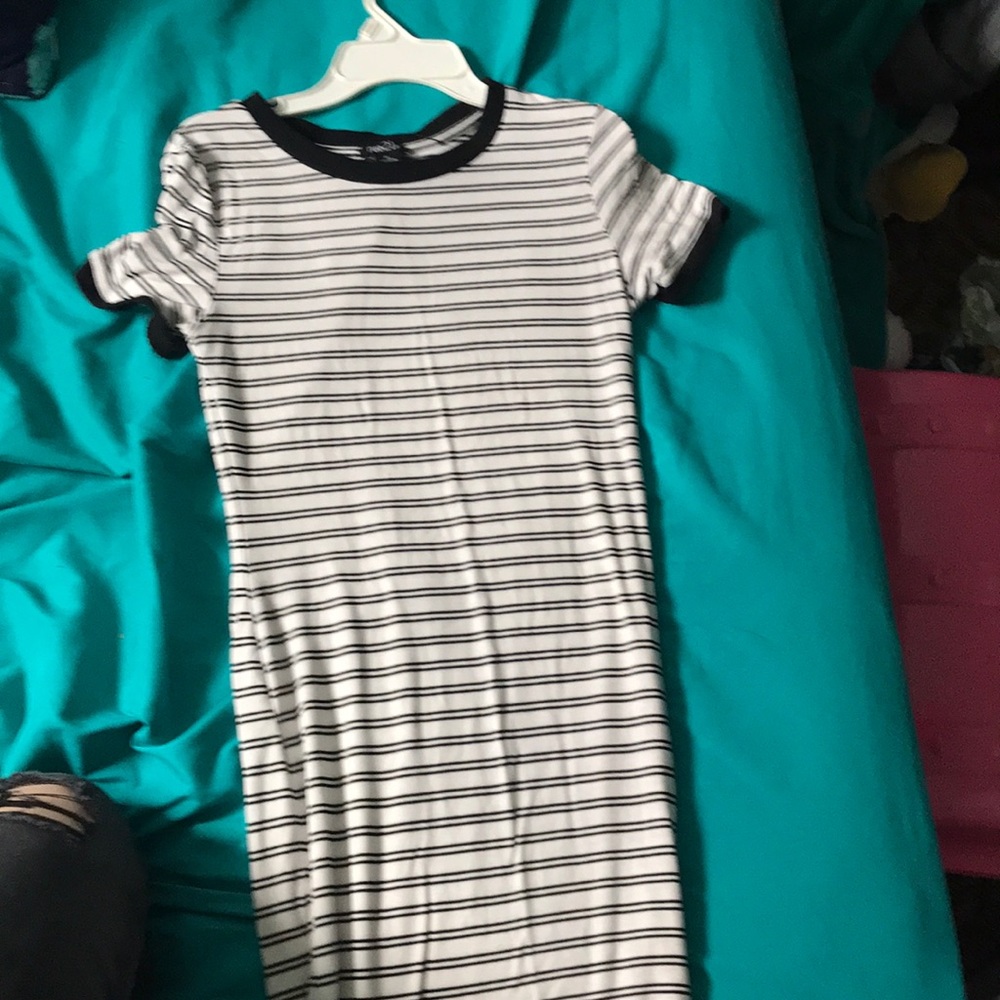 Black and white striped dress